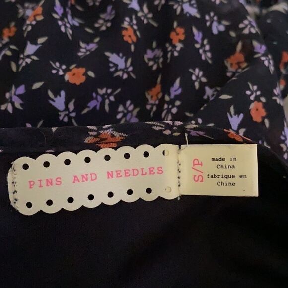 Anthro | Pins and Needles Black Floral Mini Dress - Picture 3 of 7